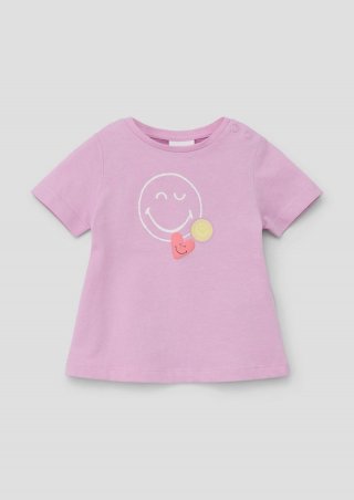 s.Oliver T-Shirt mit Smiley®-Glitzerprint - rosa