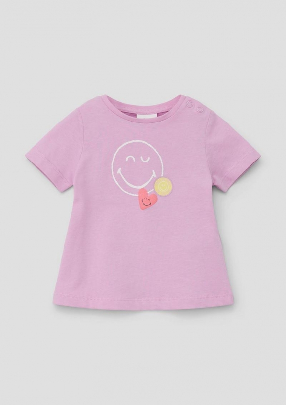 s.Oliver T-Shirt mit Smiley®-Glitzerprint - rosa
