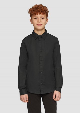 s.Oliver Popeline-Hemd im Slim Fit aus Baumwollstretch - schwarz