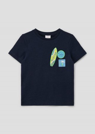 s.Oliver T-Shirt mit Flammgarn-Struktur - navy