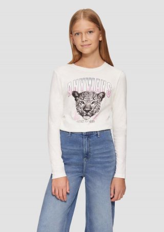 s.Oliver Langarmshirt mit Front-Print - ecru
