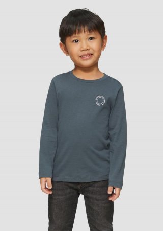 s.Oliver Unisex Longsleeve aus Baumwolle mit kleinem Print-Detail - schiefergrau