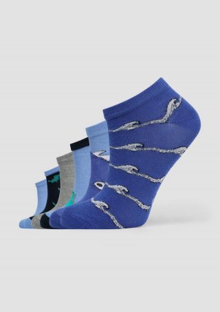 s.Oliver Kurze Socken im 6er-Pack mit verschiedenen Motiven - blau