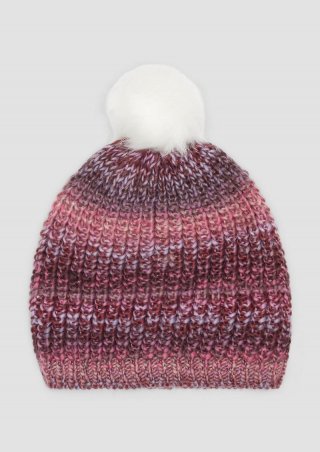 s.Oliver Strickmütze mit Fleece-Einsatz und Glitzergarn - pink