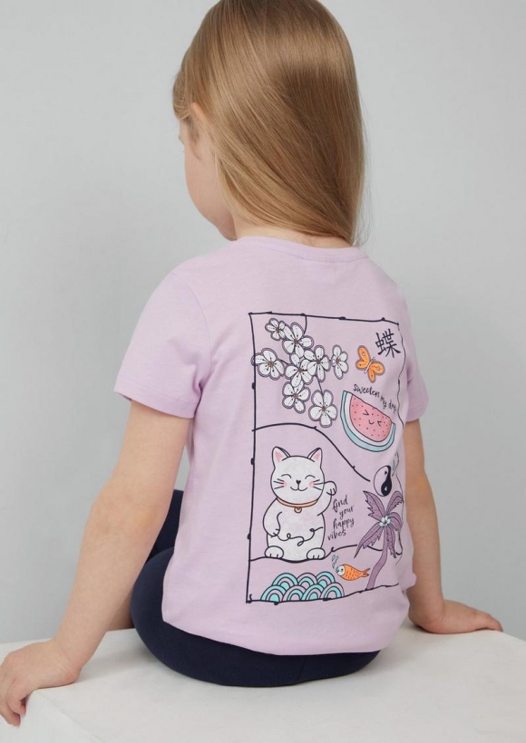 s.Oliver T-Shirt mit Front- und Rückenprint im Loose Fit - pfirsich
