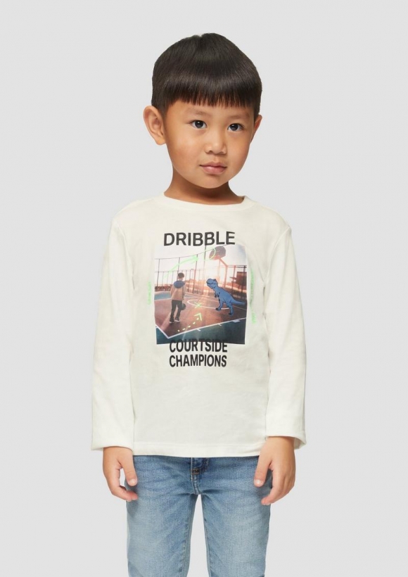 s.Oliver Langarmshirt mit Fotoprint - ecru