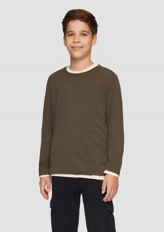 s.Oliver Baumwoll-T-Shirt mit Rückenprint - mokka