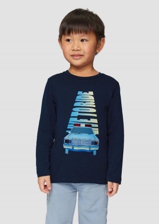 s.Oliver Longsleeve mit effektvollem Print - navy