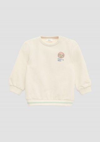 s.Oliver Sweatshirt aus Baumwollstretch mit Front-, Rücken- und Ärmelprint - wollweiß