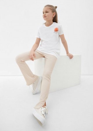 s.Oliver Loose: Leggings mit Rippstruktur - helles sand