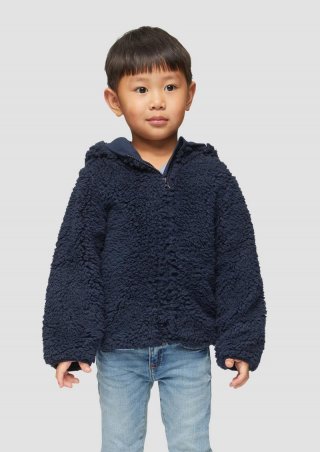 s.Oliver Gefütterte Teddyjacke mit Kapuze und seitlichen Eingrifftaschen - navy