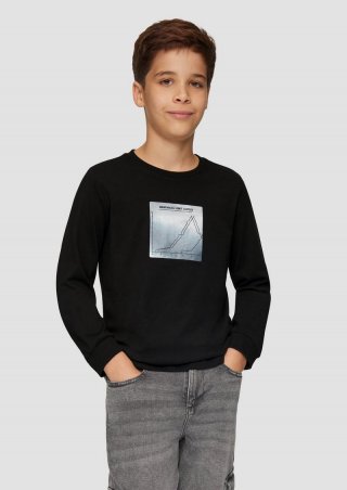 s.Oliver Langarmshirt mit Frontprint - schwarz