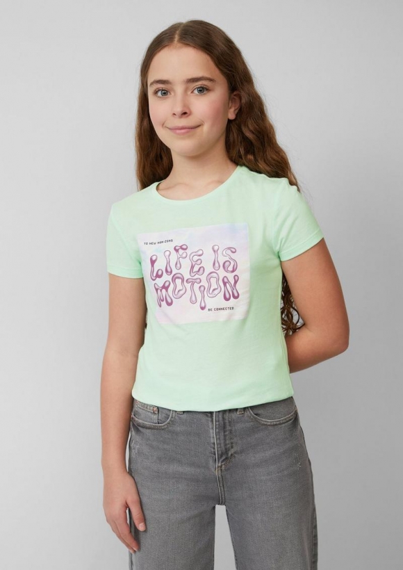 s.Oliver Jersey-T-Shirt mit Silicon-Print - ozeangrün