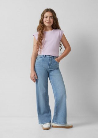 s.Oliver Jeans / Regular Fit / High Rise / Wide Leg / Glitzereffekt - blau