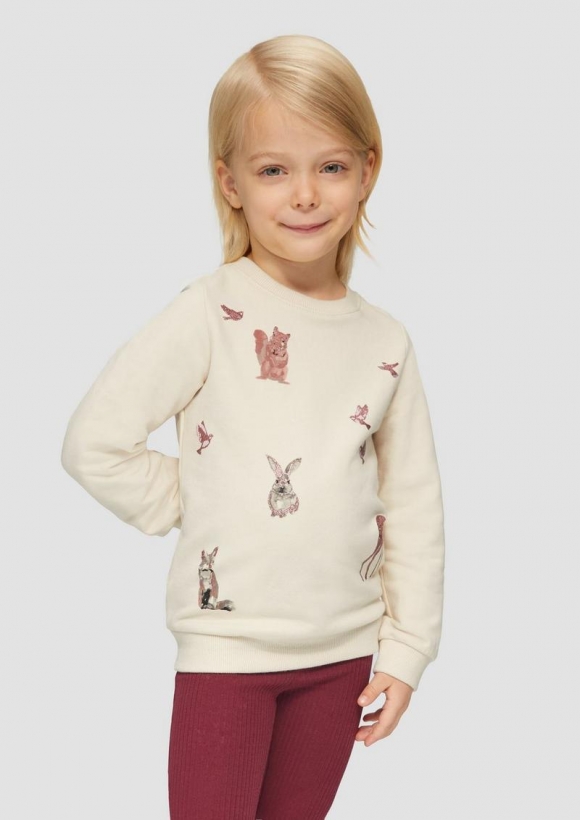 s.Oliver Wärmendes Sweatshirt mit Glitzer-Details - helles sand