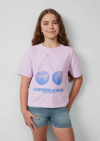 s.Oliver Boxy T-Shirt mit Frontprint - lavendel