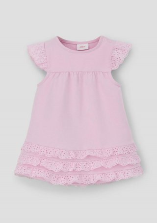 s.Oliver Sweatkleid mit Rüschen aus Lochspitze - rosa