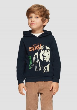 s.Oliver Wärmendes Kapuzen-Sweatshirt mit Glow-in-the-dark-Print - navy