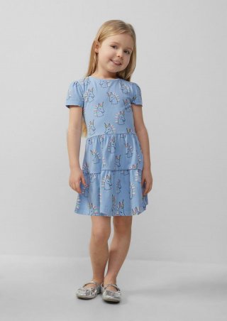 s.Oliver Ausgestelltes Stufenkleid mit Puffärmeln - hellblau
