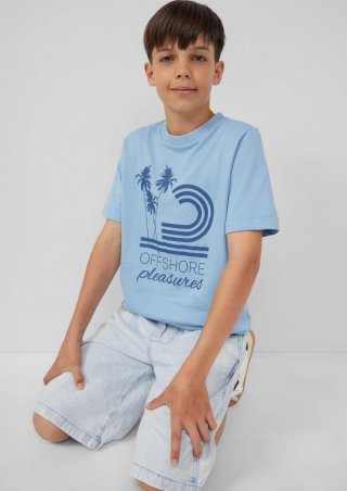 s.Oliver Jersey-T-Shirt mit gummiertem Frontprint - himmelblau