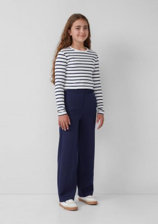 s.Oliver Wide Leg-Hose aus Interlockjersey mit Elastikbund - tiefblau
