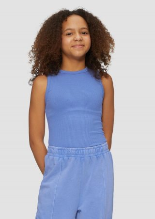 s.Oliver Verkürztes Slim-Fit-Top mit Rippstruktur - himmelblau