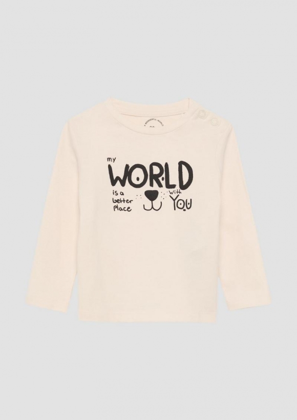 s.Oliver Langarmshirt mit Frontprint - helles sand
