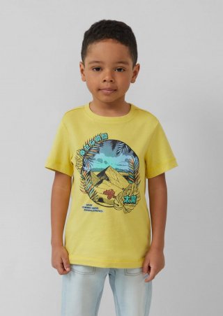 s.Oliver Printshirt mit seitlichen Schlitzen am Saum - gelb