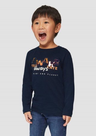 s.Oliver Weiches Longsleeve mit changierendem Effekt-Print - navy