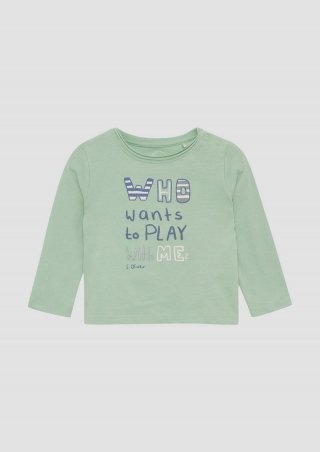 s.Oliver Jersey-Longsleeve mit Frontprint - salbeigrün