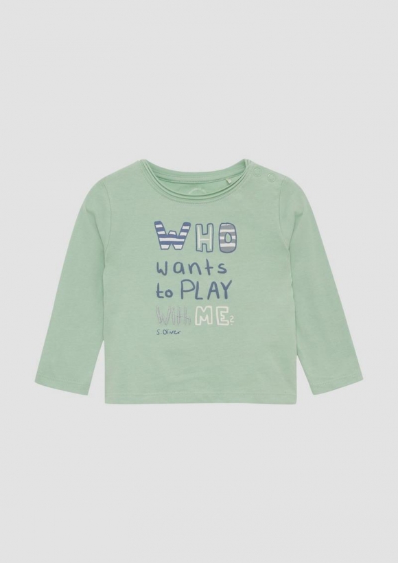s.Oliver Jersey-Longsleeve mit Frontprint - salbeigrün