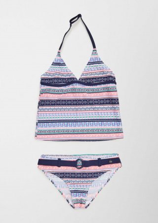 s.Oliver Gemusterter Neckholder-Tankini - blau