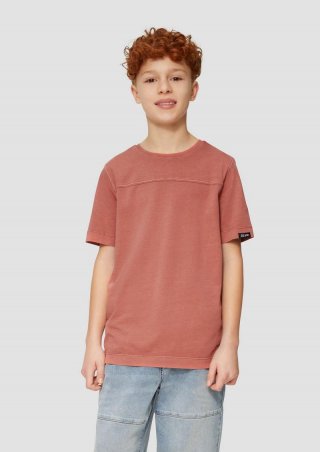 s.Oliver Gewaschenes T-Shirt mit Teilungsnähten - rostrot