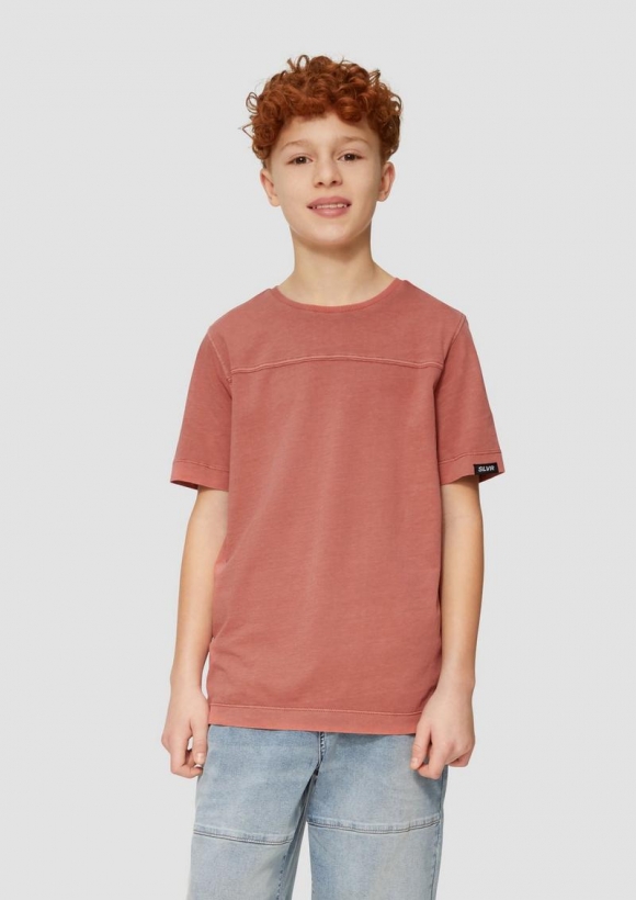 s.Oliver Gewaschenes T-Shirt mit Teilungsnähten - rostrot