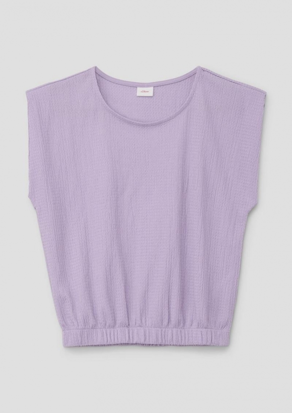 s.Oliver T-Shirt mit Crêpestruktur - lavendel