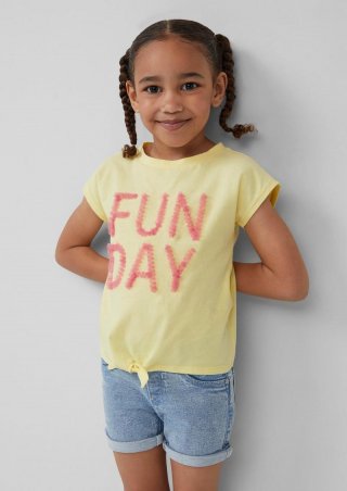 s.Oliver T-Shirt mit Applikation und Knotendetail - helles zitrone