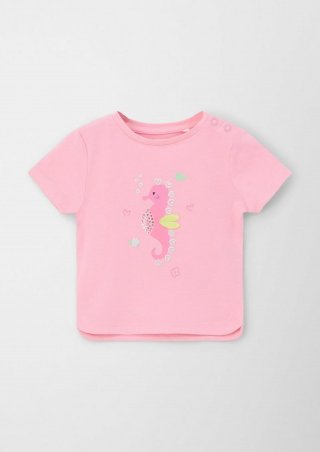 s.Oliver Baumwollshirt mit Seepferdchen-Artwork - rosa