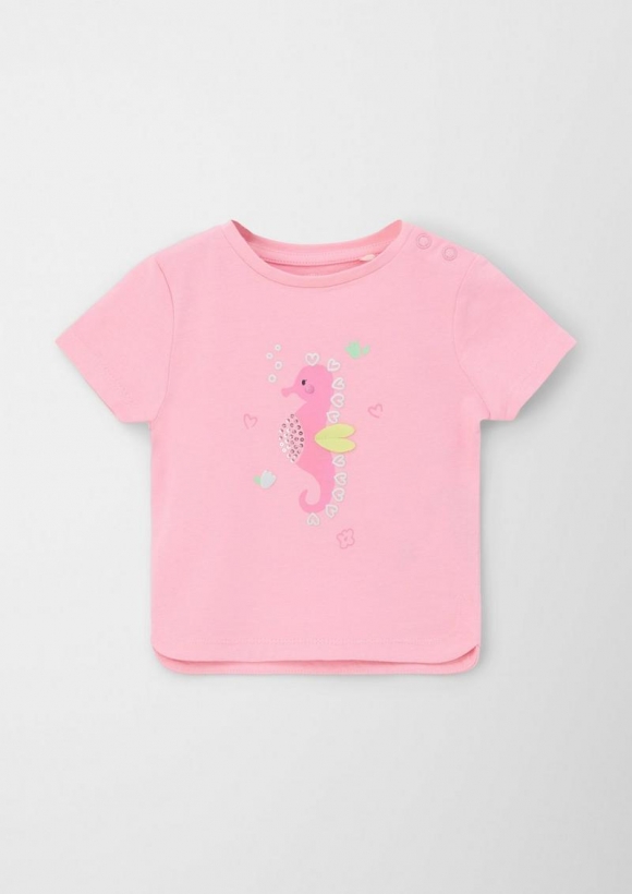 s.Oliver Baumwollshirt mit Seepferdchen-Artwork - rosa