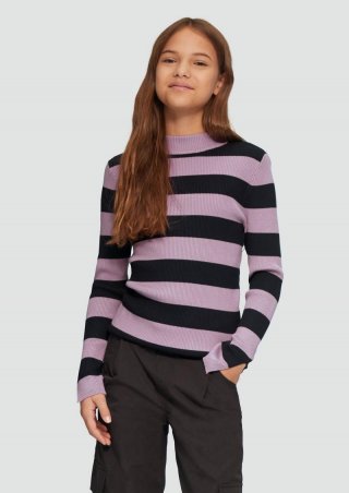 s.Oliver Rippstrickpullover mit Schlitz am Ärmel - flieder
