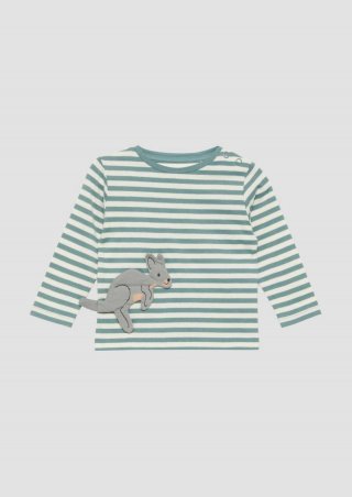 s.Oliver Weiches Baumwoll-Longsleeve mit Känguru-Applikation - minze