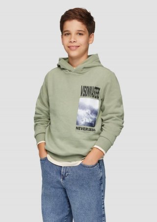 s.Oliver Wärmendes Kapuzen-Sweatshirt mit Frontprint - tannengrün