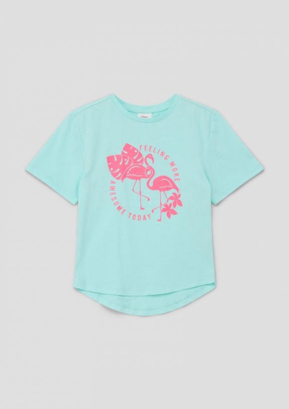 s.Oliver T-Shirt mit Frontprint - helles türkis