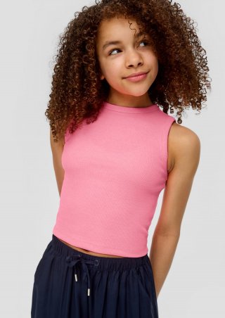 s.Oliver Geripptes Tanktop mit Ziernähten - pink