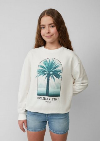 s.Oliver Oversize-Sweatshirt mit Frontprint - creme