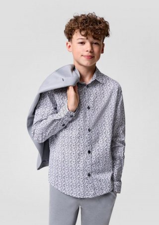 s.Oliver Slim Fit: Gemustertes Hemd mit Kontrastknöpfen - weiß