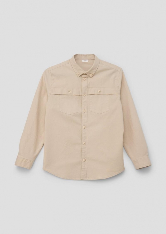 s.Oliver Oxford-Hemd mit Pattentaschen - beige
