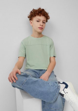 s.Oliver Gewaschenes T-Shirt mit Teilungsnähten - salbeigrün