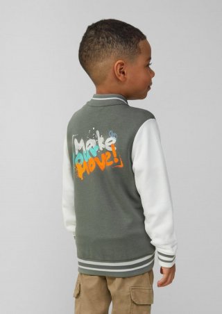 s.Oliver Collegejacke mit Colour-Blocking und Print - tannengrün