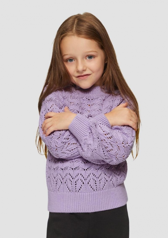 s.Oliver Loose-Fit-Pullover mit Ajour-Muster - lavendel