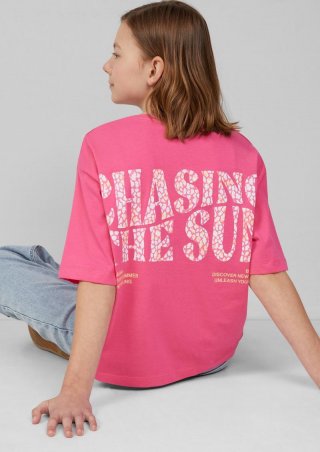 s.Oliver T-Shirt im Boxy Fit mit Rückenprint - pink